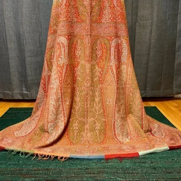 1800’s Wool Paisley Shawl -extra large! 146” x 64” - Picture 7 of 16